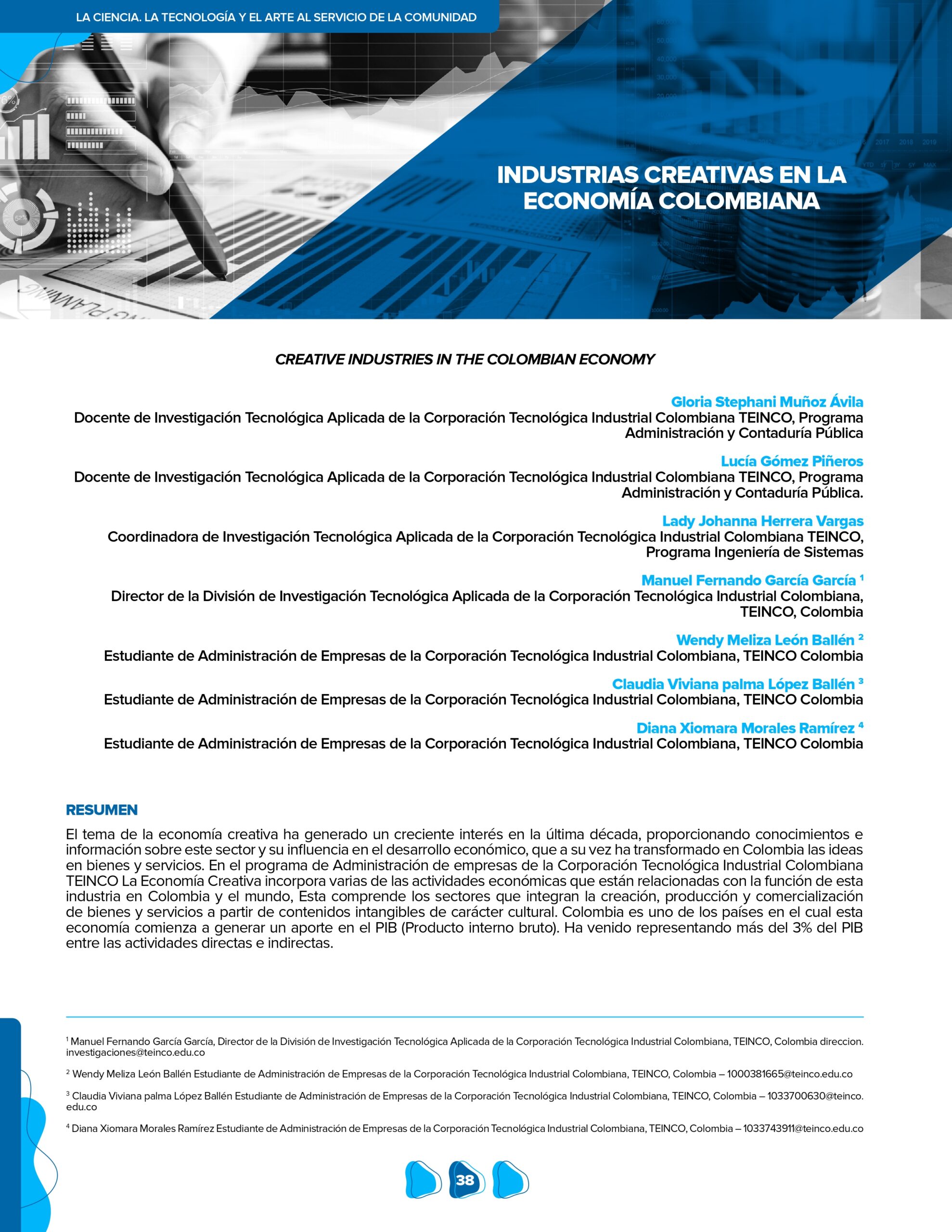 Industrias creativas en la economía colombiana - DITA