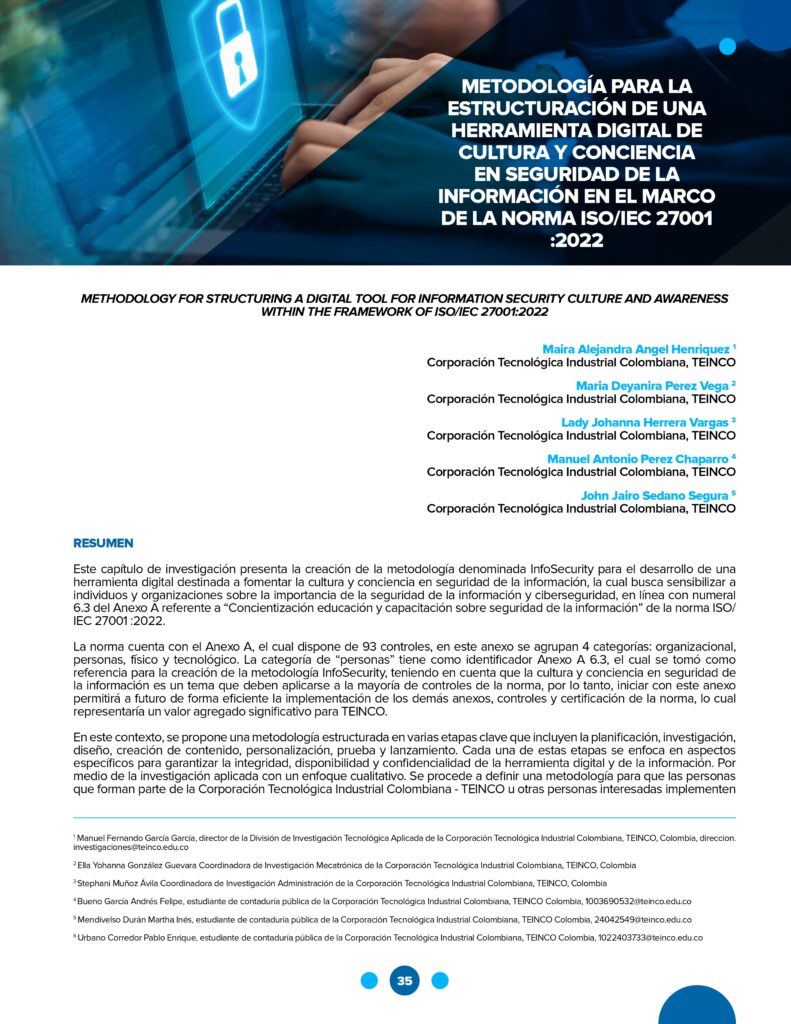 portada - metodología para la estructuración de una herramienta digital de cultura y conciencia en seguridad de la información en el marco de la norma iso/iec 27001:2022
